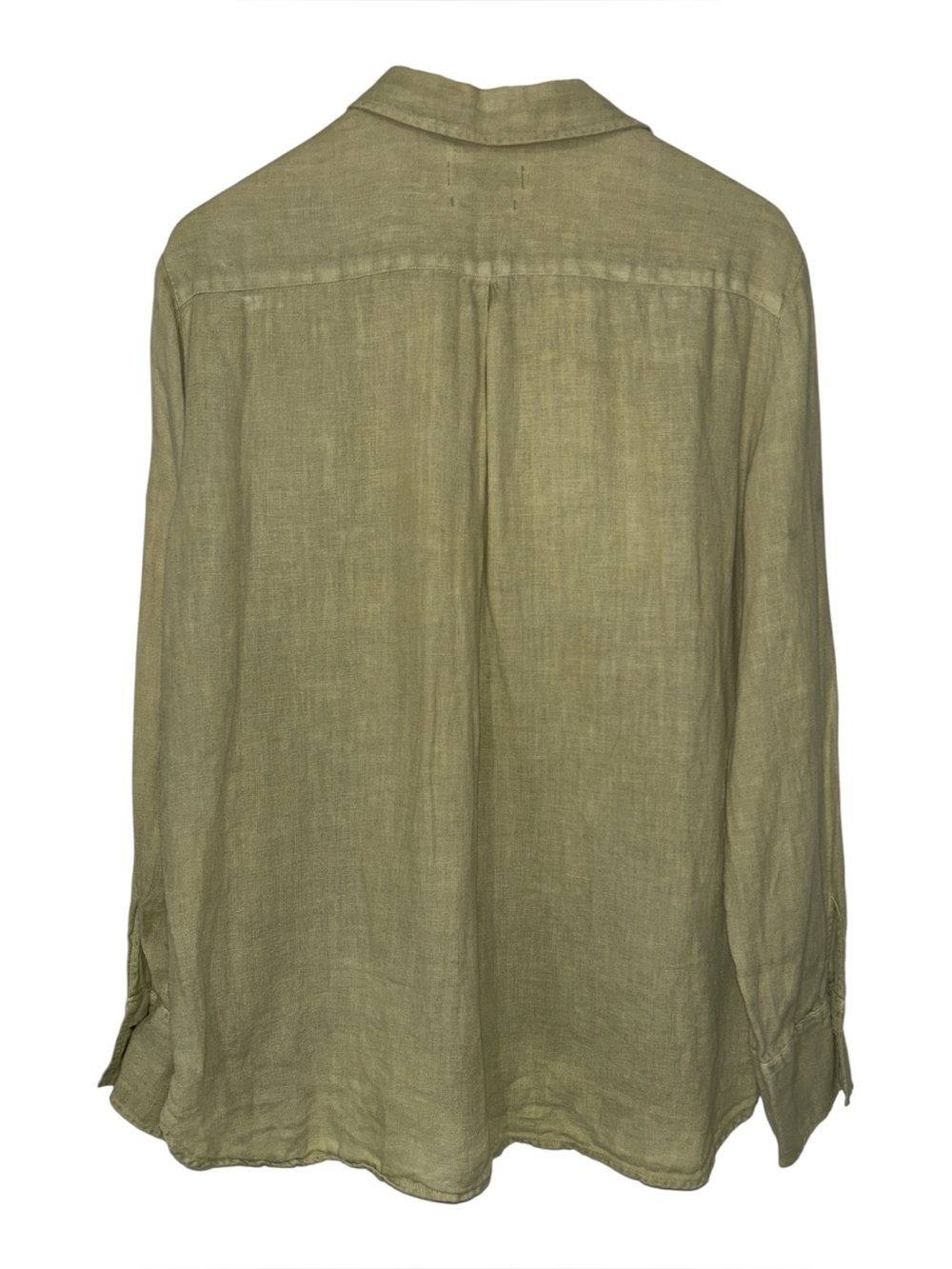 Zara Woman Premium Denim Linen Button Up Shirt Made in Portugal - Sage Green - M - Picture 2 of 6